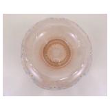 Hand Decorated Pink Depression Glass Console Bowl and Candle Holder