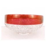 Lot of 4 Indiana Glass Diamond Point Ruby 10" and 5" Bowls