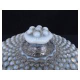 Vintage Anchor Hocking Opalescent Hobnail Covered Dish and Candy Caddy