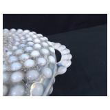 Vintage Anchor Hocking Opalescent Hobnail Covered Dish and Candy Caddy