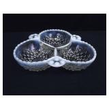 Vintage Anchor Hocking Opalescent Hobnail Covered Dish and Candy Caddy