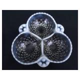 Vintage Anchor Hocking Opalescent Hobnail Covered Dish and Candy Caddy