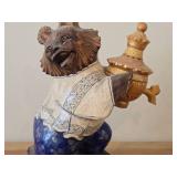 8" Traditional Russian Bear theme Hand-carved Hand-painted Wood Figurine (signed on bottom)