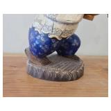 8" Traditional Russian Bear theme Hand-carved Hand-painted Wood Figurine (signed on bottom)