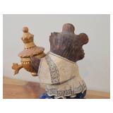 8" Traditional Russian Bear theme Hand-carved Hand-painted Wood Figurine (signed on bottom)