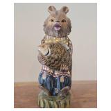 8 1/2" Traditional Russian Traveling Bear theme Hand-carved Hand-painted Wood Figurine