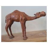 Vintage Camel theme Leather-wrapped Sculpture 14" x 10"