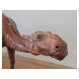 Vintage Camel theme Leather-wrapped Sculpture 14" x 10"