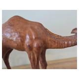 Vintage Camel theme Leather-wrapped Sculpture 14" x 10"
