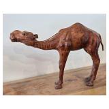 Vintage Camel theme Leather-wrapped Sculpture 14" x 10"