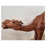 Vintage Camel theme Leather-wrapped Sculpture 14" x 10"