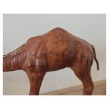 Vintage Camel theme Leather-wrapped Sculpture 14" x 10"