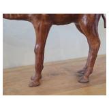 Vintage Camel theme Leather-wrapped Sculpture 14" x 10"