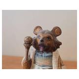 9" Traditional Russian Grizzley Santa Bear theme Hand-carved Hand-painted Wood Figurine (signed on bottom)