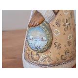 9" Traditional Russian Grizzley Santa Bear theme Hand-carved Hand-painted Wood Figurine (signed on bottom)