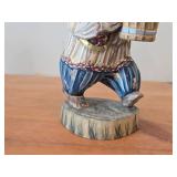 Vintage 13 1/2" Traditional Russian Traveling Bear with Pail of Food theme Hand-carved Hand-painted Wood Figurine