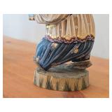 Vintage 13 1/2" Traditional Russian Traveling Bear with Pail of Food theme Hand-carved Hand-painted Wood Figurine