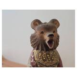 Vintage 13 1/2" Traditional Russian Traveling Bear with Cub theme Hand-carved Hand-painted Wood Figurine