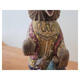 Vintage 13 1/2" Traditional Russian Traveling Bear with Cub theme Hand-carved Hand-painted Wood Figurine