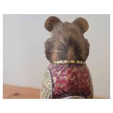 Vintage 13 1/2" Traditional Russian Traveling Bear with Cub theme Hand-carved Hand-painted Wood Figurine