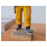 Vintage 15 3/4" Fisherman theme Hand-carved Wooden Figurine by Henning Engelsen (Norway)