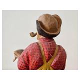 Vintage 15 3/4" Fisherman theme Hand-carved Wooden Figurine by Henning Engelsen (Norway)