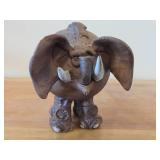 Vintage Elephant theme Clay Pottery Figurine (Signed) by J.A. Hamilton (1981)