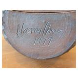 Vintage 1977 Hamilton Baking Dish (Signed) - Puffer Fish theme Earthenware Pottery / Clay / Farmhouse Folk Art style