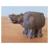 Vintage Hippo theme Clay Pottery Figurine (Signed) by J.A. Hamilton (1981)