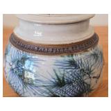 Lidded Jar (Signed) by Hamilton (2007) - Clay Pottery - titled  Sun Filters Through Tall Pines Spreading Shadow Lace Over Moss & Curling Ferns: Summer
