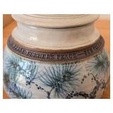 Lidded Jar (Signed) by Hamilton (2007) - Clay Pottery - titled  Sun Filters Through Tall Pines Spreading Shadow Lace Over Moss & Curling Ferns: Summer