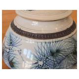 Lidded Jar (Signed) by Hamilton (2007) - Clay Pottery - titled  Pines Touched With Morning Sun Brush The Sky on the Lake A Loon Flirts Along Waterlilies 5" x 8"