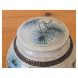 Lidded Jar (Signed) by Hamilton (2007) - Clay Pottery - titled  Pines Touched With Morning Sun Brush The Sky on the Lake A Loon Flirts Along Waterlilies 5" x 8"