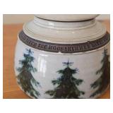 Lidded Jar (Signed) by Hamilton (2007) - Clay Pottery - titled  Dark Pines Touch The Moonshimmer Lake : A Loon Sings A Haunting Song Of Summer 5 1/2" x 7"