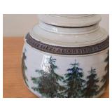 Lidded Jar (Signed) by Hamilton (2007) - Clay Pottery - titled  Dark Pines Touch The Moonshimmer Lake : A Loon Sings A Haunting Song Of Summer 5 1/2" x 7"