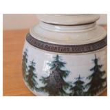 Lidded Jar (Signed) by Hamilton (2007) - Clay Pottery - titled  Dark Pines Touch The Moonshimmer Lake : A Loon Sings A Haunting Song Of Summer 5 1/2" x 7"