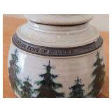 Lidded Jar (Signed) by Hamilton (2007) - Clay Pottery - titled  Dark Pines Touch The Moonshimmer Lake : A Loon Sings A Haunting Song Of Summer 5 1/2" x 7"