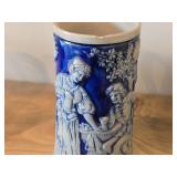 Vintage 7" Beer Stein (Germany) - Traditional German Life theme Salt Glazed Stoneware - titled  Keinen Tropfen im Becher mehr (Not a Drop Left  in the Mug)