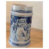 Vintage 6 1/2" Beer Stein (Germany) - Traditional German Life theme Salt Glazed Stoneware - titled  ist gut gemint (Is Well-Intentioned)
