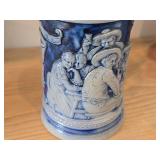 Vintage 6 1/2" Beer Stein (Germany) - Traditional German Life theme Salt Glazed Stoneware - titled  ist gut gemint (Is Well-Intentioned)