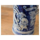 Vintage 6 1/2" Beer Stein (Germany) - Traditional German Life theme Salt Glazed Stoneware - titled  ist gut gemint (Is Well-Intentioned)