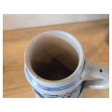Vintage 6 1/2" Beer Stein (Germany) - Traditional German Life theme Salt Glazed Stoneware - titled  ist gut gemint (Is Well-Intentioned)