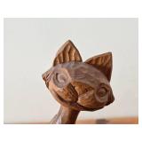 Cat theme Hand carved Wood Sculpture by Renowned Mexican Artist Jose Pinal (Signed)