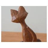 Cat theme Hand carved Wood Sculpture by Renowned Mexican Artist Jose Pinal (Signed)
