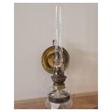 Vintage Brenner Kosmos 13 1/2" Wall Kerosene Lamp with Tall Glass Chimney