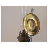 Vintage Brenner Kosmos 13 1/2" Wall Kerosene Lamp with Tall Glass Chimney
