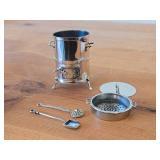 2 1/2" 57-grams (total) Italian .800 Solid Silver Novelty Miniature Fryer with Accessories - Scoop, Spatula, Strainer and Lid