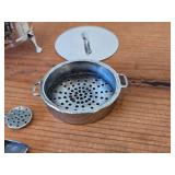 2 1/2" 57-grams (total) Italian .800 Solid Silver Novelty Miniature Fryer with Accessories - Scoop, Spatula, Strainer and Lid