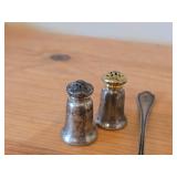 Lot of (6) 173-grams (total) - Sterling: 75-grams, 830S: 99-grams Sterling Silver Housewares - Spoon, Salt and Pepper Shakers, Tong, Forks (x2)