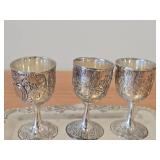 870-grams (total) Silverplated Serving Tray + (3) Goblet Cups